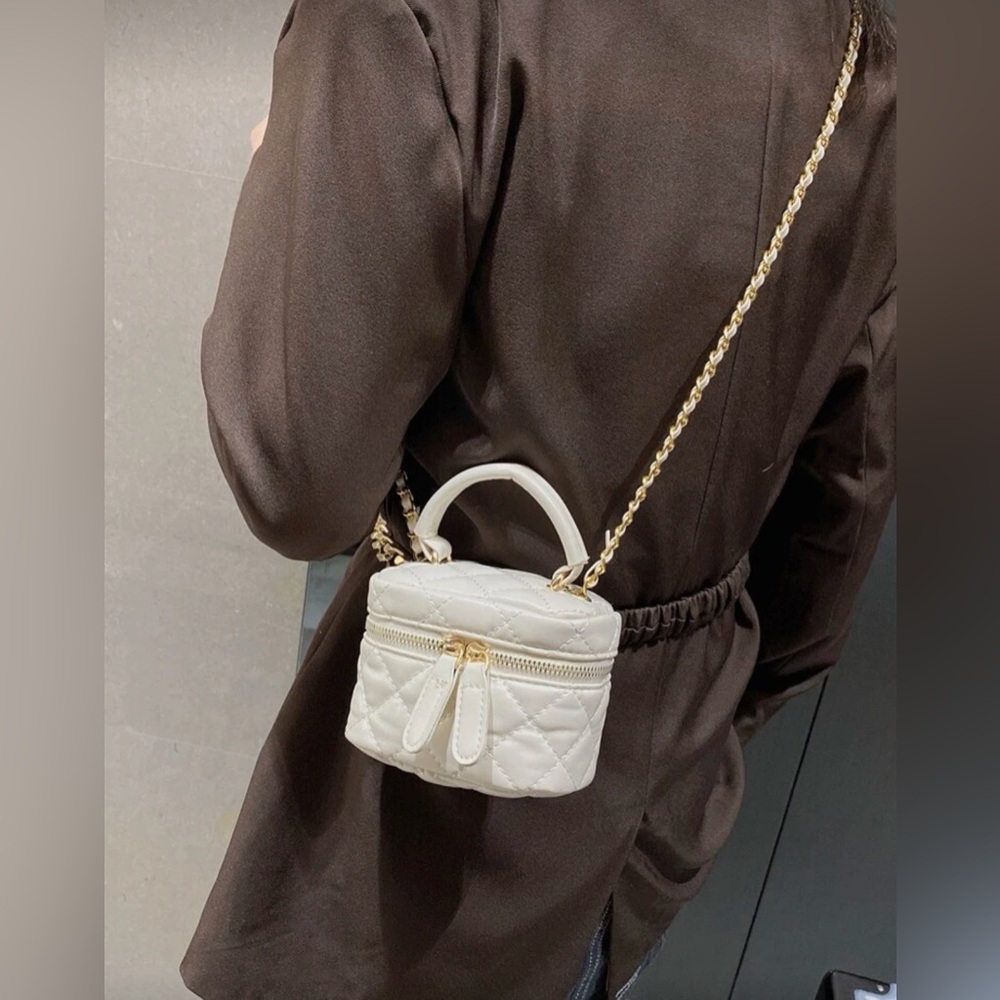 White/Cream Quilted Mini Handbag - Picture 5 of 5